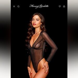 Honey Birdette Sumi Black Bodysuit Sz Medium